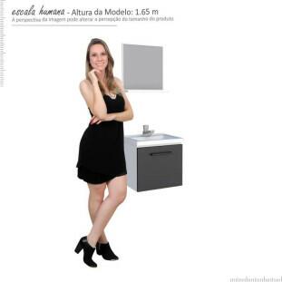 Conjunto Para Banheiro Aço Gabinete e Espelho Pitanga 40 Cozimax Branco/Preto