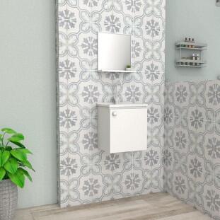 Conjunto Para Banheiro Aço Gabinete e Espelho Cacau 40 Cozimax Branco
