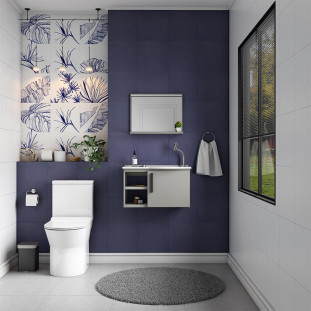 Conjunto Gabinete Para Banheiro Aço com Espelho 62x37x36cm Caju 60 Cozimax Cinza