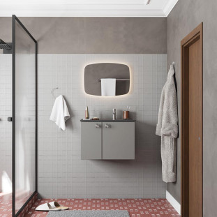 Conjunto para Banheiro em Aço 60x44x36cm Tarumã 60 com Espelho Cozimax Cinza