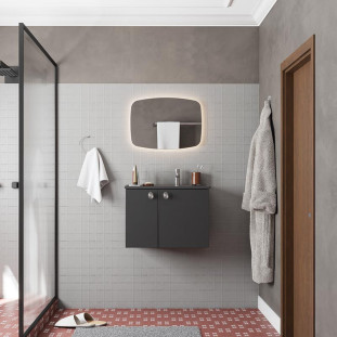 Conjunto para Banheiro em Aço 60x44x36cm Tarumã 60 com Espelho Cozimax Preto