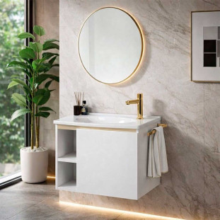 Conjunto para Banheiro Aço 51x51x33cm Jatobá 50 com Espelho Cozimax Branco