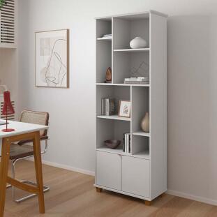 Livreiro Estante Multiuso 2 Portas 8 Nichos 71x185x35 Taurus Patrimar Branco
