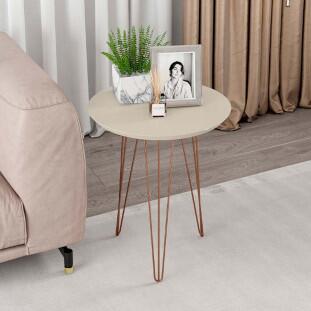 Mesa de Apoio Redonda Pés de Ferro 53 x 53 x 62 Evolution Patrimar Off White