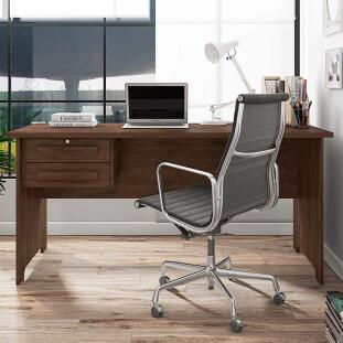 Escrivaninha Mesa Escritório 160cm 2 Gavetas Cannes RV Móveis Noce