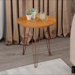 Mesa de Apoio Redonda Pés de Ferro 53 x 53 x 62 Evolution Patrimar Cinamomo