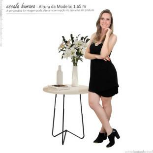 Mesa de Apoio 60x60 Pés de Ferro 8004 JB Bechara Pérola/Preto
