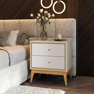 Mesa de Cabeceira 2 Gavetas Bono EAX Móveis Fendi/Freijo