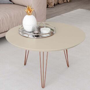 Mesa de Centro Redonda Pés de Ferro 67 x 67 x 38 Evolution Patrimar Off White