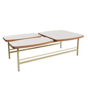 Mesa de Centro Grande Pés de Ferro 110cm Lile Lukaliam Jequitiba/Off White