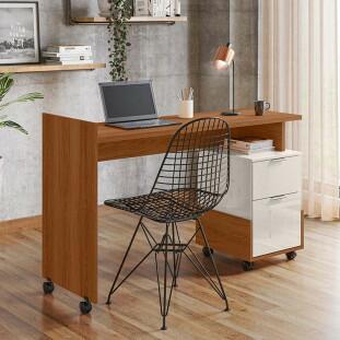 Mesa Para Escritório Estudos 2 Gavetas 138cm Alessa M1 Lukaliam Jequitiba/Off White