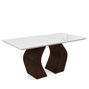 Mesa de Jantar Tampo Vidro 1.7 Santorini Lukaliam Noce/Off White