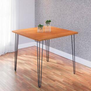 Mesa de Jantar Quadrada 90x90 Pés Ferro Wood EAX Móveis Naturale