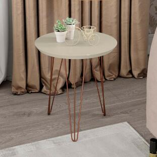 Mesa Lateral Redonda Pés de Ferro 44 x 44 x 47 Evolution Patrimar Off White