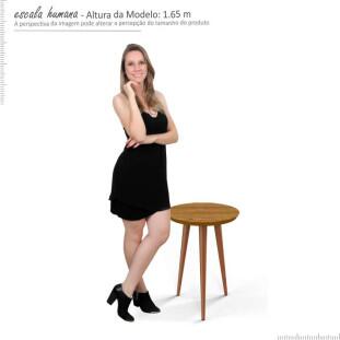 Mesa Lateral Redonda Pés Palito Luna 44 x 44 x 57 Patrimar Cumaru