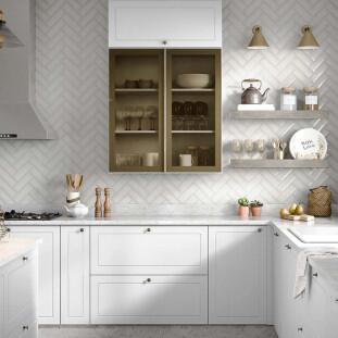 Módulo Armário Aéreo 68x30x34cm 1 Porta Vidro Reflecta Cozinha Modulada Robel Branco