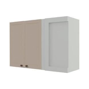 Módulo Armário Aéreo Canto Reto 68x100x34cm 100% MDF Cozinha Provence Robel Branco/Fendi Matte
