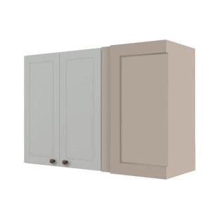 Módulo Armário Aéreo Canto Reto 68x100x34cm 100% MDF Cozinha Provence Robel Fendi/Branco Matte