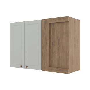 Módulo Armário Aéreo Canto Reto 68x100x34cm 100% MDF Cozinha Provence Robel Hanover/Branco Matte