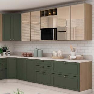 Módulo Armário Aéreo 88x30X34cm 1 Porta Vidro Reflecta Cozinha Modulada Robel Hanover