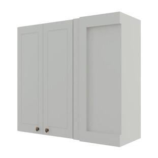 Módulo Armário Aéreo Canto Reto 88x100x34cm 100% MDF Cozinha Provence Robel Branco/Branco Matte