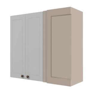 Módulo Armário Aéreo Canto Reto 88x100x34cm 100% MDF Cozinha Provence Robel Fendi/Branco Matte