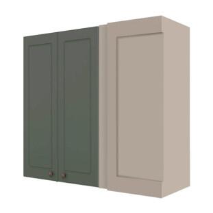 Módulo Armário Aéreo Canto Reto 88x100x34cm 100% MDF Cozinha Provence Robel Fendi/Salvia Matte