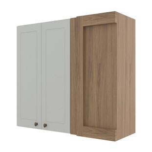 Módulo Armário Aéreo Canto Reto 88x100x34cm 100% MDF Cozinha Provence Robel Hanover/Branco Matte