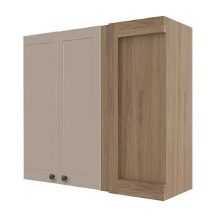 Módulo Armário Aéreo Canto Reto 88x100x34cm 100% MDF Cozinha Provence Robel Hanover/Fendi Matte