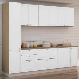 Módulo Paneleiro 208x40x56cm 2 Portas 100% MDF Cozinha Provence Robel Hanover/Branco Matte