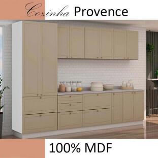 Módulo Paneleiro 172x70x56cm 2 Portas 2 Gavetas 100% MDF Cozinha Provence Robel Branco/Fendi Matte