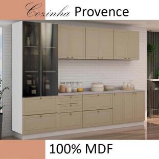 Módulo Paneleiro 172x70x56cm 2G 2P Vidro Reflecta Cozinha Provence Robel Branco/Fendi Matte