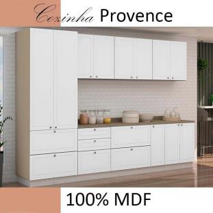 Módulo Paneleiro 172x70x56cm 2 Portas 2 Gavetas 100% MDF Cozinha Provence Robel Fendi/Branco Matte