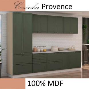 Módulo Paneleiro 172x70x56cm 2 Portas 2 Gavetas 100% MDF Cozinha Provence Robel Fendi/Salvia Matte