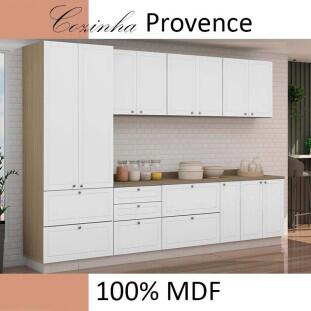 Módulo Paneleiro 172x70x56cm 2 Portas 2 Gavetas 100% MDF Cozinha Provence Robel Hanover/Branco Matte