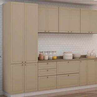 Módulo Paneleiro 208x70x56cm 4 Portas 100% MDF Cozinha Provence Robel Fendi/Fendi Matte