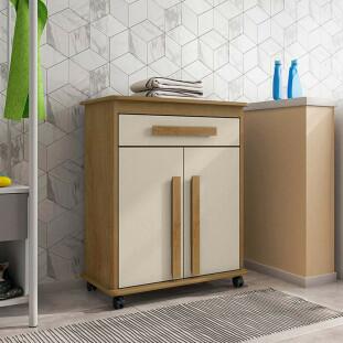 Buffet Balcão Pequeno Multiuso 75cm 2 Portas Chile RV Móveis Cinamomo/Off White