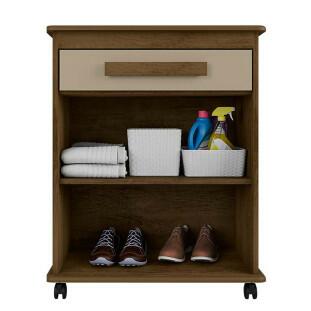 Buffet Balcão Pequeno Multiuso 75cm 2 Portas Chile RV Móveis Freijó/Off White