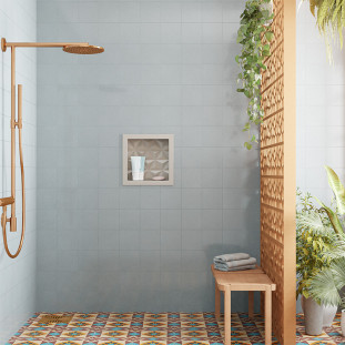 Nicho Parede Para Banheiro 30x30x10 Mármore Sintético Cozimax Bege Textura