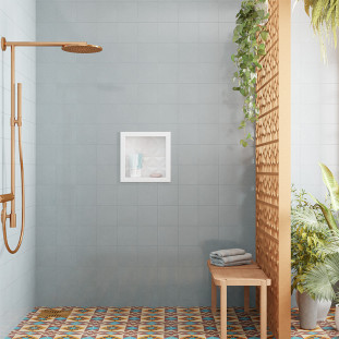 Nicho Parede Para Banheiro 30x30x10 Mármore Sintético Cozimax Branco Textura