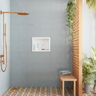 Nicho Parede Para Banheiro 40x30x10 Mármore Sintético Cozimax Branco Textura