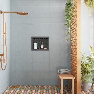 Nicho Parede Para Banheiro 40x30x10 Mármore Sintético Cozimax Preto Textura