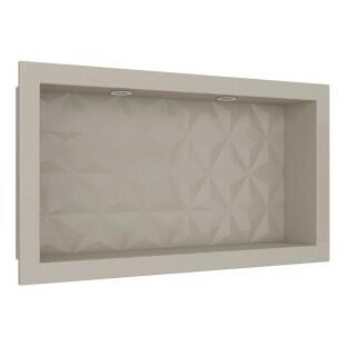Nicho Para Banheiro Com LED 60x30 Mármore Sintético Cozimax Bege Textura