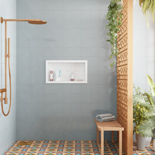 Nicho Parede Para Banheiro 60x30X10 Mármore Sintético CozimaxBranco Textura