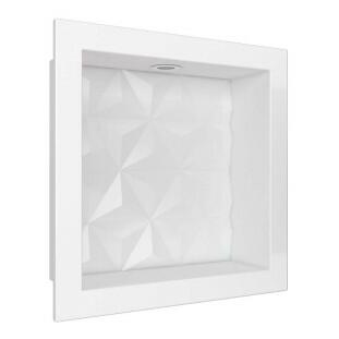 Nicho Para Banheiro 30x30 Com LED Mármore Sintético Cozimax Branco Textura