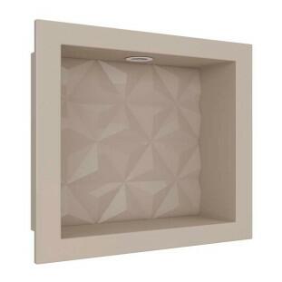 Nicho Para Banheiro 40x30 Com LED Mármore Sintético Cozimax Bege Textura