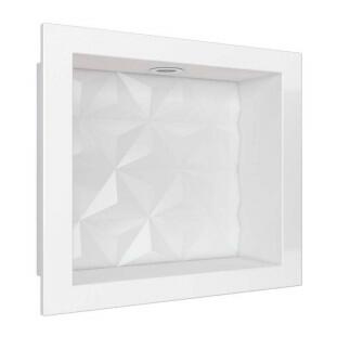Nicho Para Banheiro 40x30 Com LED Mármore Sintético Cozimax Branco Textura