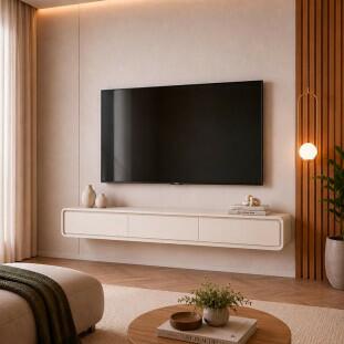 Nicho Rack Suspenso 180cm Cantos Arredondados Liv EDN Off White