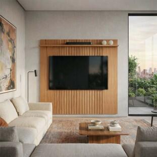 Painel Para TV 75 Polegadas 186x180cm Frisado Atlas Lukaliam Jequitiba