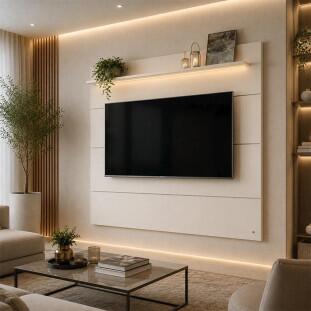 Painel Ripado Moderno Para TV 75¨ Com LED 180cm Bliss EDN 1.8 EDN Off White